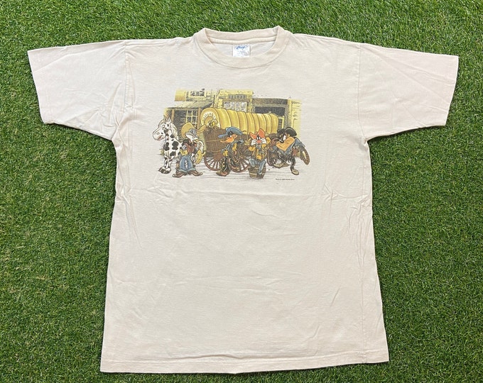 Vintage Looney Tunes T Shirt Tee Sherry's Size Large L Bugs Bunny Warner Bros Cartoon Classic Space Jam 1990s 90s Western Cowboy