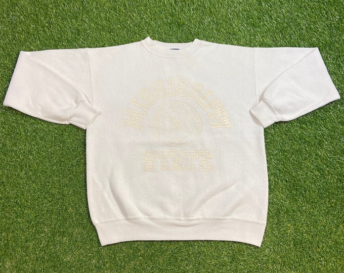 Vintage Mississippi State University Crewneck Sweatshirt Made USA Size Large L NCAA College Basketball 1990s 90s Pull Over Oversized