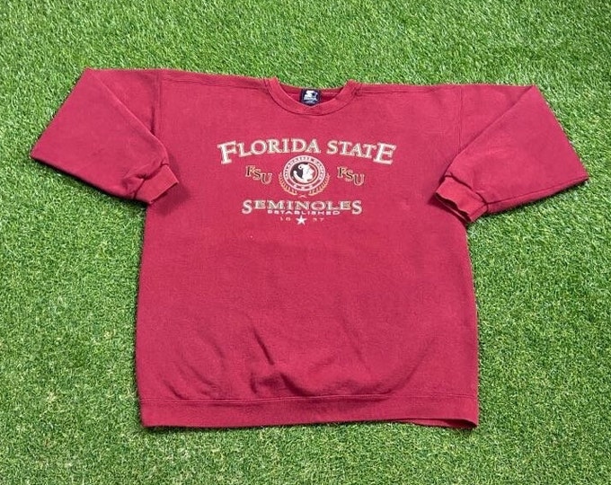 Vintage Florida State University Seminoles Crewneck Sweatshirt Made USA Size Large L NCAA College Football FSU Tallahassee 1990s Pull Over