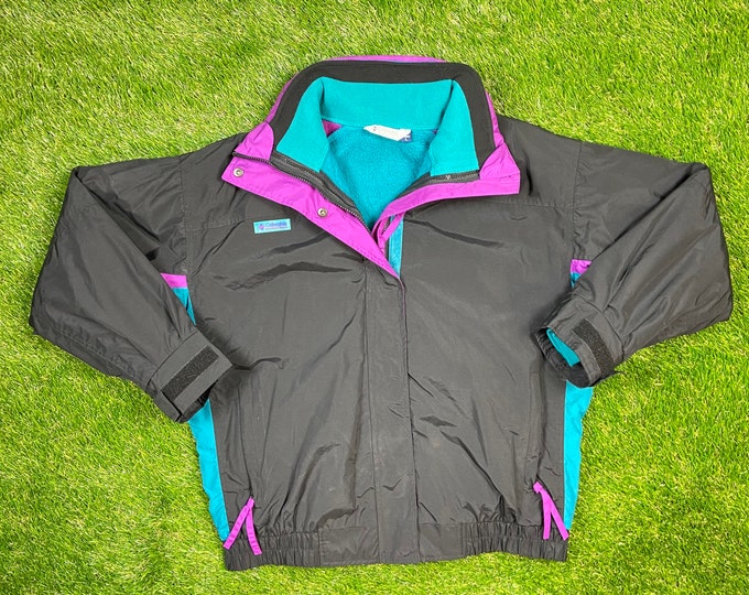 Vintage Columbia Bugaboo Winter Athletic Jacket Size Large Warm Zipper Jacket Windbreaker 1990s Coat Puffer Puffy Hiking Coat Fleece Jacket