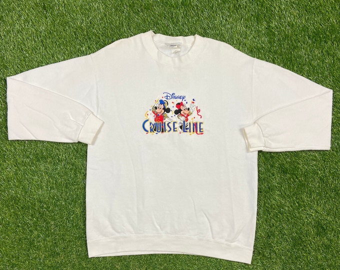 Vintage Disney Cruise Line Crewneck Sweatshirt Made USA Size Small Mickey Minnie Mouse Walt Disney World Magic Kingdom WDW Pull Over 1990s