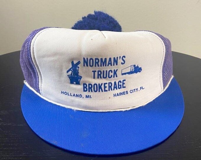 Vintage Norman's Truck Brokerage Snapback Hat Cardinal OSFA Holland Michigan Haines City Florida Truckers Shipping 1980s 80s Pom Pom