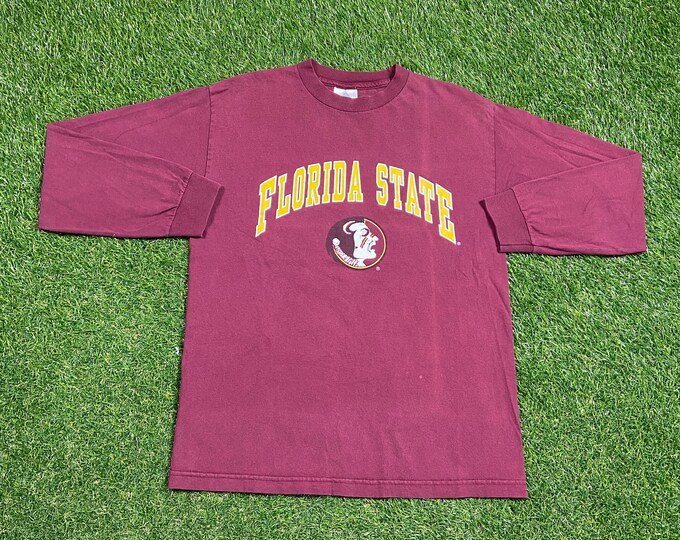 Vintage Florida State University Seminoles Long Sleeve Shirt Made Usa Size Medium M NCAA College Football FSU Tallahassee 1990s 90s