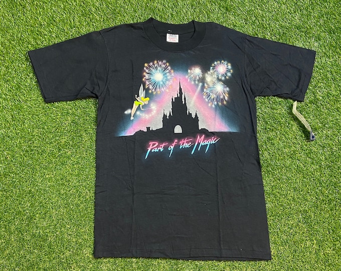 Vintage Magic Kingdom T Shirt Size Large Unique Handmade Galaxy Stars Neon Mickey Mouse WDW Disneyland 90s Deadstock Crazy 80s Rare NWT