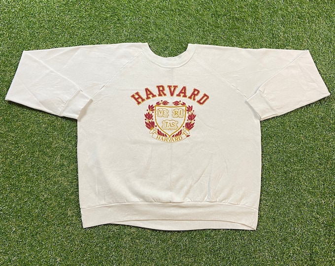 Vintage Harvard University Crewneck Sweatshirt Made USA Size Xtra Large XL NCAA College Ivy League Classic Law 1990s 90s Pull Over