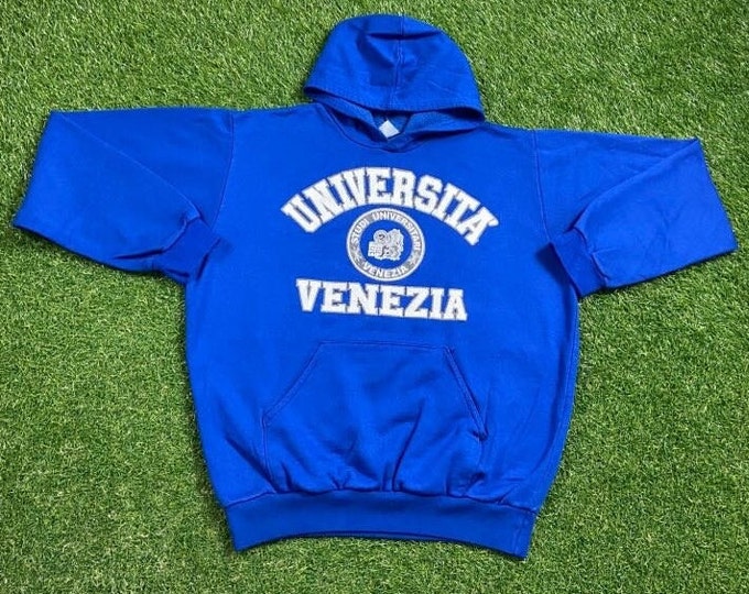 Vintage Venezia Universita Hoodie Sweatshirt Size Medium M Rome Florence Venice Italy Europe 1990s 90s Pull Over Oversized