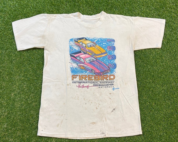 Vintage Firebird International Raceway 1992 T Shirt Tee Size Medium M NASCAR Daytona 500 1990s 90s All Over Racing