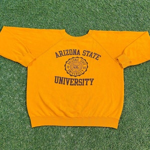 Moletom vintage com gola redonda da Arizona State University feito nos EUA pequeno NCAA College Football Phoenix Sun Devils ASU Classic Pull Over 1970s 70s