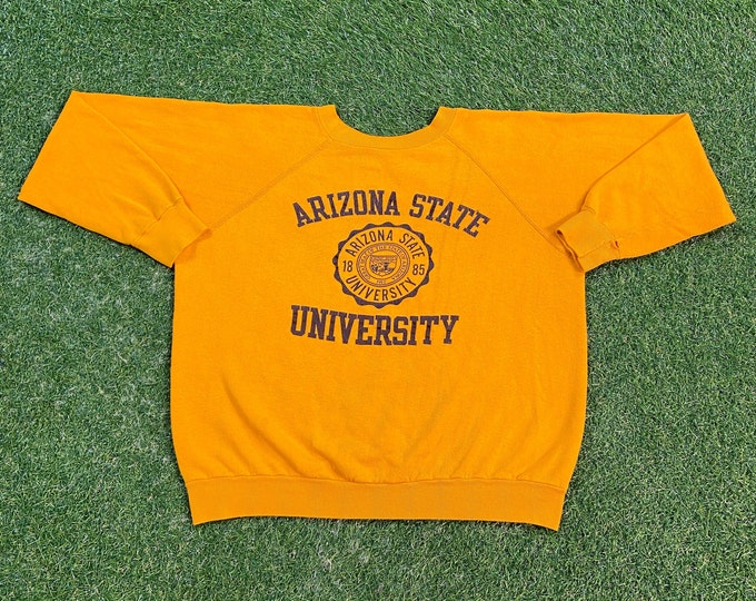 Vintage Arizona State University Crewneck Sweatshirt Made USA Small NCAA College Football Phoenix Sun Devils ASU Classic Pull Over 1970s 70s