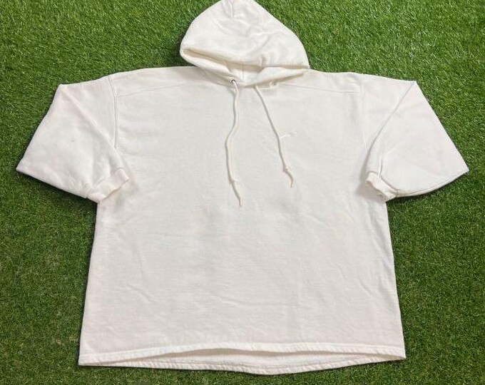 Vintage Nike Hoodie Sweatshirt Made USA Size Medium M White Just Do It Classic Air Jordan Nike Swoosh Check Logo Pull Over Oversized 1990s
