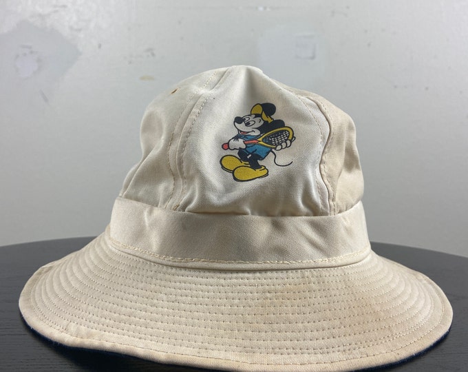 Vintage Walt Disney World Bucket Hat Cap Size Medium Fits Like Small Magic Kingdom Epcot Center Disneyland Mickey Mouse Goofy Donald Duck