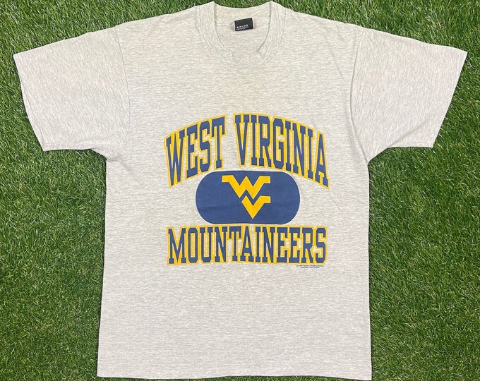 Vintage West Virginia University T Shirt Tee Made USA Size Large L  Mountaineers WVU Football Classic 1990's 90s NCAA College