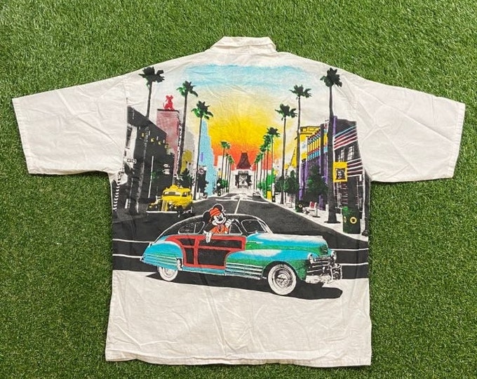 Vintage Disney MGM Studios Button Down Shirt Size Large Walt Disney World WDW Disneyland Magic Kingdom