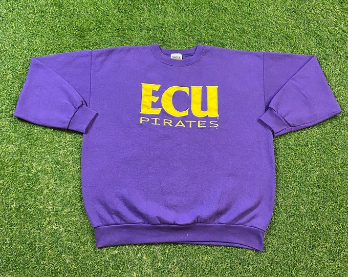 Vintage East Carolina University ECU Crewneck Sweatshirt Made Usa Size Xtra Large XL NCAA College Football North Carolina 1990s Pull Over