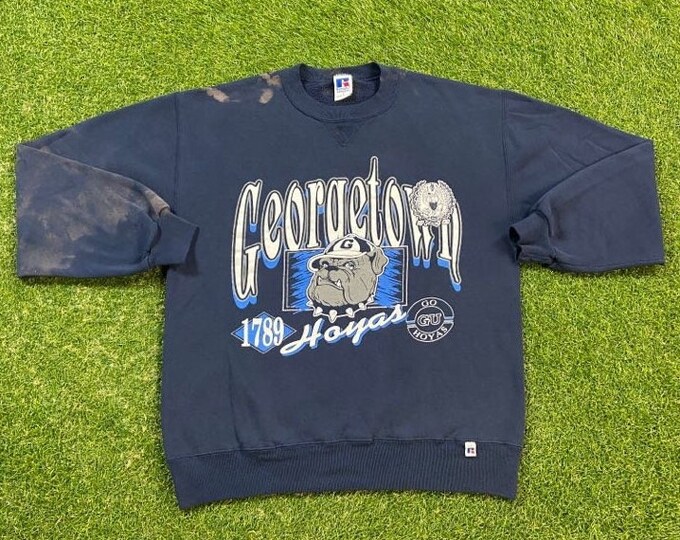 Vintage Georgetown University Hoyas Crewneck Sweatshirt Made USA Size Large L Washington DC NCAA College Basketball Pull Over 1990s 90s