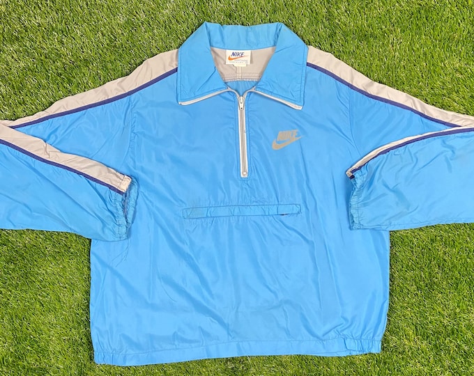 Vintage Nike Windbreaker Jacket Zip Up Jacket Sportswear Large Made in USA Athletic Wear Classic 80s 1980s Light Rain Jacket Coat Orange Tag