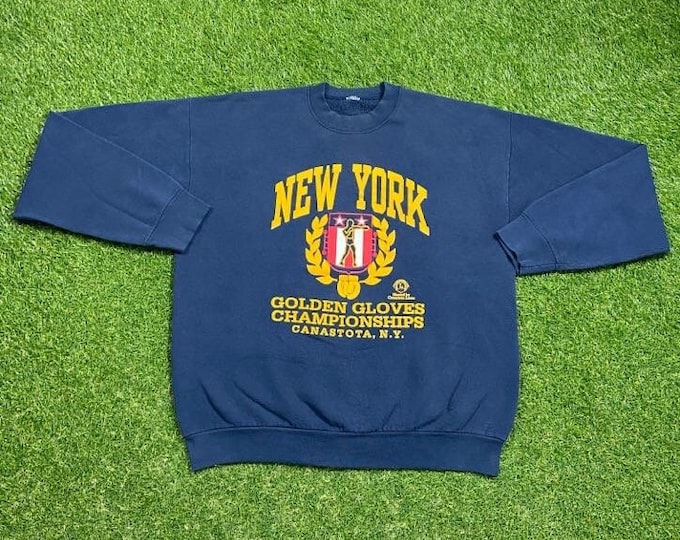 Vintage New York Golden Gloves Championship Crewneck Sweatshirt Size Xtra Large XL Ali Tyson Original Classic Boxing 1990s 90s Rare