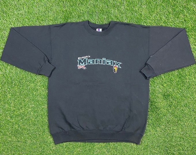Vintage Memphis Maniax Crewneck Sweatshirt Champion Size Large L XFL NFL Football Tennessee Pull Over Oversized