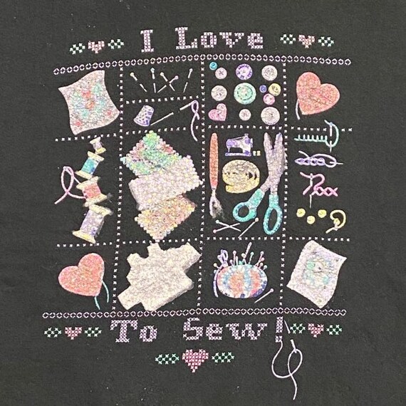 Vintage I Love to Sew Crewneck Sweatshirt Morning Sun Made USA Size Large L Quality 1990's Comfy Great Fit Original 90s Grandma View 3