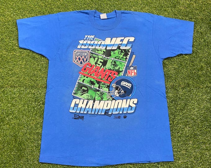 Vintage New York Giants Super Bowl XXV T Shirt Tee Made Usa Size Xtra Large XL NFL Football Big Blue Ny Eli Manning 1990s 90s