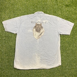 Vintage Keeshond Button Down Shirt Camp Creek Size XXL 2XL Puppy Dog Breed 1990s 90s Pet