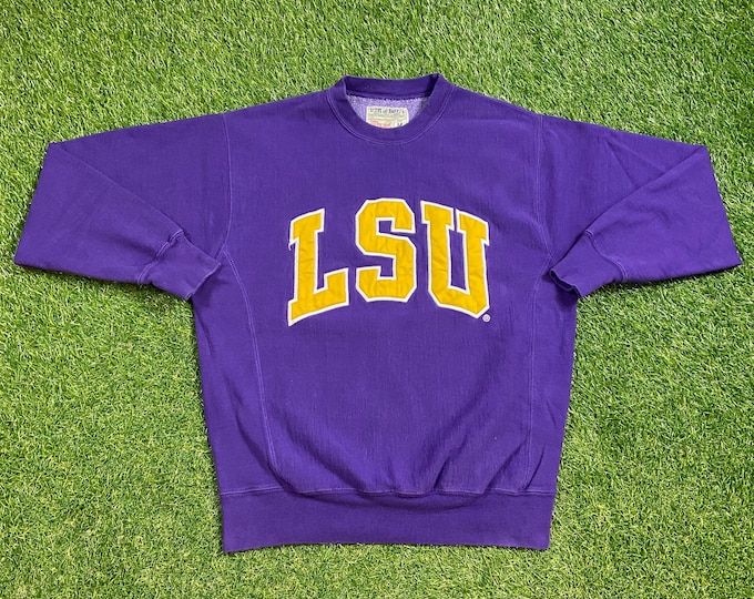 Vintage Louisiana State University Crewneck Sweatshirt Size Medium M NCAA College Football Fighting Tigers LSU 1990s 90s Pull Over