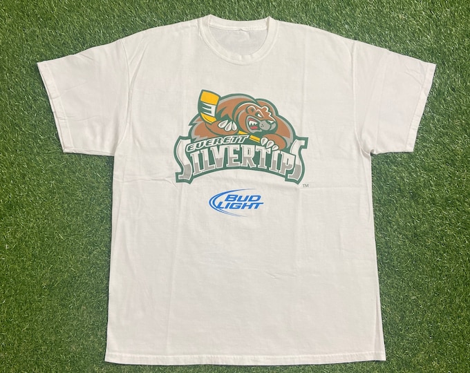 Vintage Everett Silvertips T Shirt Tee Size Large L NHL Western Hockey League WHL Washington 1990s 90s