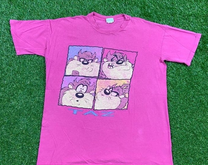Vintage Looney Tunes Taz T Shirt Tee Size XXL 2XL Cartoon Tazmanian Devil Warner Bros Bugs Bunny Space Jam Oversized 1990s 90s