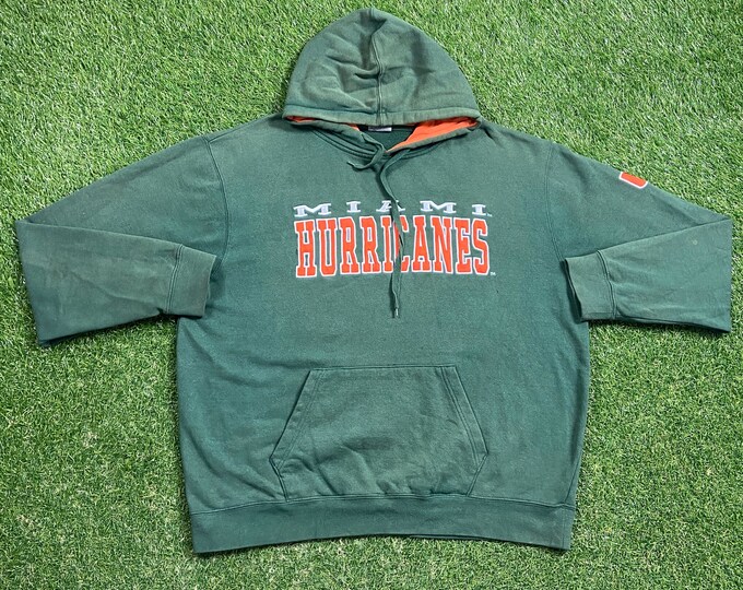 Vintage University of Miami Hurricanes Hoodie Sweatshirt Size XXL 2XL 305 The U Miami Style Florida NCAA College Football 1990s 90 Pull Over