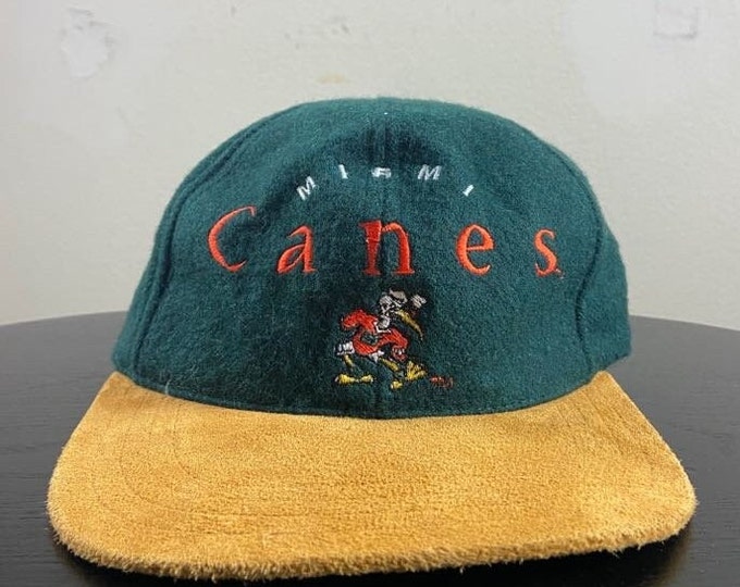 Vintage University of Miami Hurricanes Strap Back Hat OSFA 305 The U Miami Florida NCAA College Football 1990s 90s