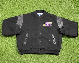Utah Jazz Vintage 90s Chalk Line Satin Bomber Jacket - NBA