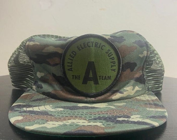 Vintage The A Team Snapback Hat Made USA OSFA Allied Electric Supply Construction Tractor Agricultural Machinery Gardening Manufacturer 80s