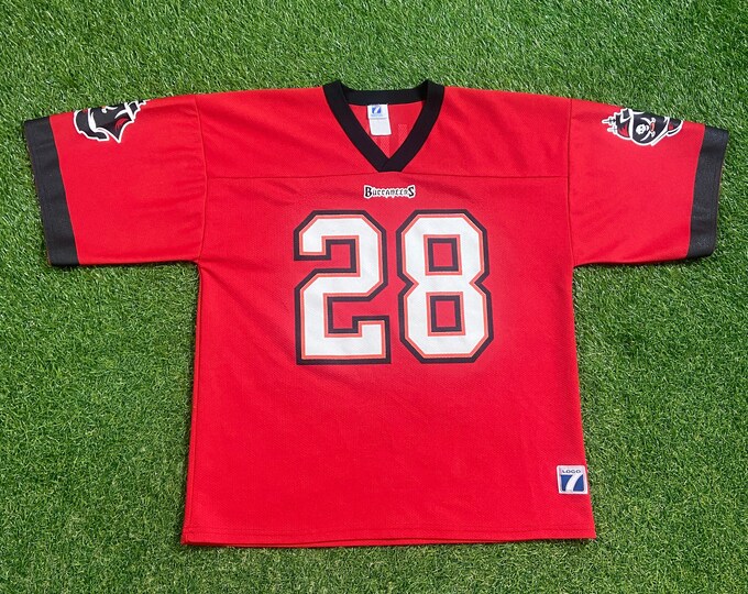 Vintage Tampa Bay Buccaneers Warren Dunn #28 Jersey Logo 7 Size Medium M NFL Football Florida Tom Brady TB12 00s