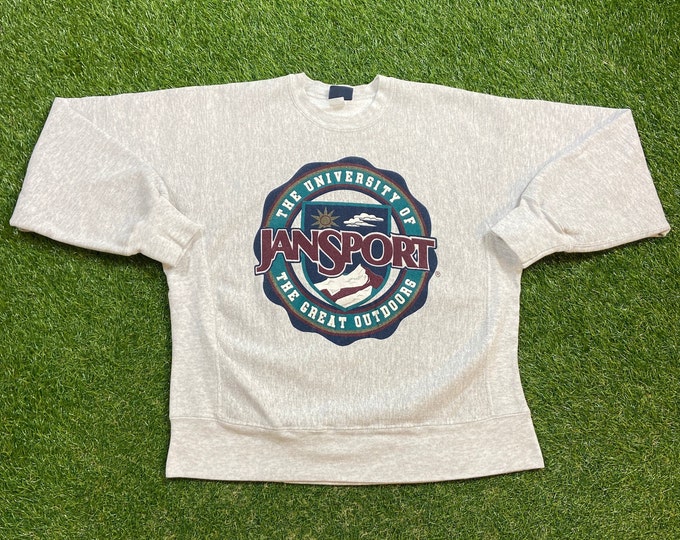 Vintage Jansport Crewneck Sweatshirt Made USA Size Medium M Great Outdoors Quality Oversized Comfy Great Fit Original Pull Over 1990s 90s