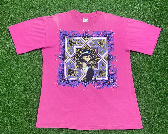 Vintage Aladdin T Shirt Tee Made USA Size Xtra Large XL Classic 1992 Disney Film Walt Disney World WDW Disneyland Magic Kingdom 1990s 90s