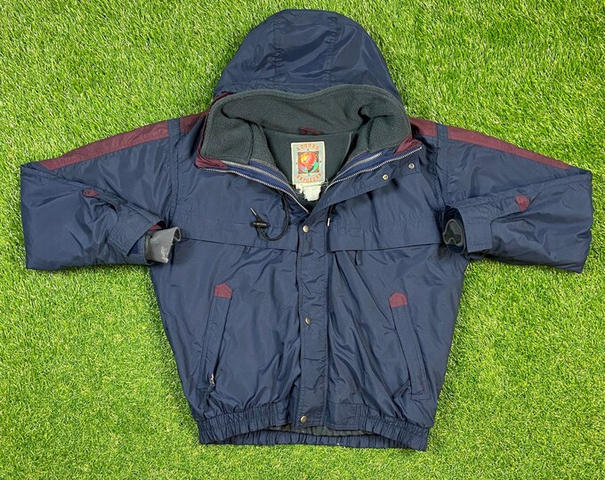 Vintage Rugged Exposure Winter Athletic Jacket Size Large L Warm Zipper Jacket Windbreaker Mens 1990s Coat Puffer Puffy Hiking Coat