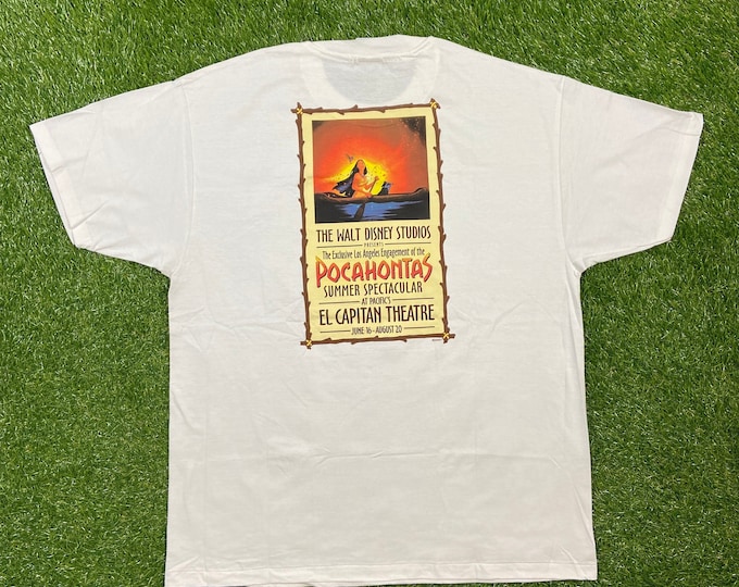 Vintage Pocahontas T Shirt Tee Hanes Made USA Size Xtra Large XL Walt Disney World 1995 Animation Film WDW Promo Rare