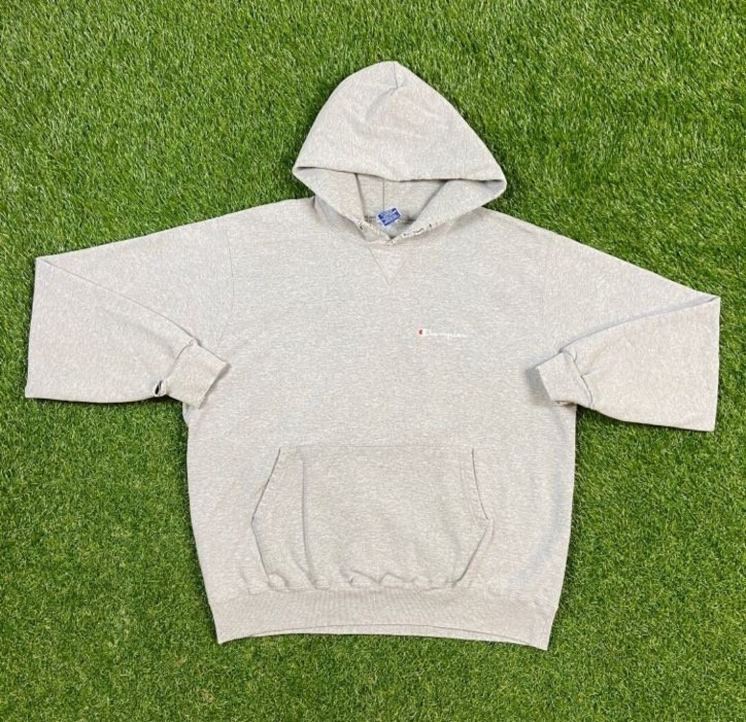 Vintage Plain Gray Champion Hoodie Sweatshirt Size Xtra Large XL Quality 1990 s Oversized Comfy Great Fit Made USA Original 90s Pull Over Etsy