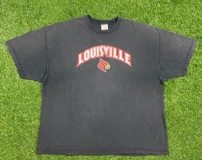 Vintage University of Louisville Cardinals T Shirt Tee The Cotton Exchange Size 3X Kentucky NCAA College Basketball