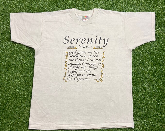 Vintage Serenity Prayer T Shirt Tee Size Xtra Large XL Church Sunday Service Salvation Praise Bible 1990s 90s Christian God Jesus