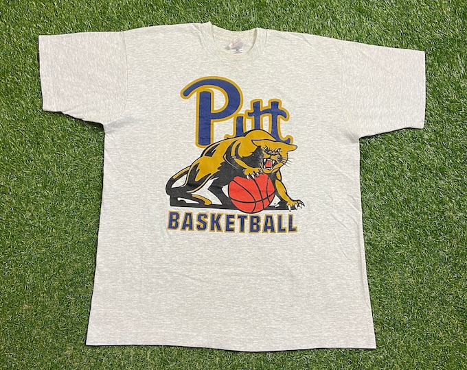 Vintage University of Pittsburgh Panthers T Shirt Tee Made USA Size Xtra Large XL NCAA College Basketball Pennsylvania 1990s 90s
