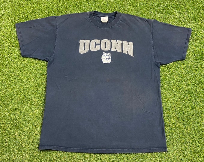 Vintage University of Connecticut Huskies UCONN T Shirt Tee Champion Made Usa Size Xtra Large XL NCAA College Basketball 1990s 90s