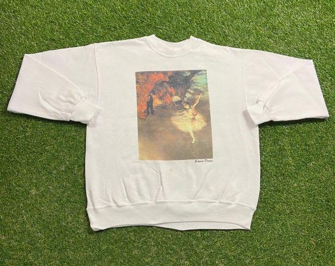 Vintage Edgar Degas Crewneck Sweatshirt Size Large L French Artist France Pastel Oil Paintings Picasso Classic Art Painter Sculptor 1990s