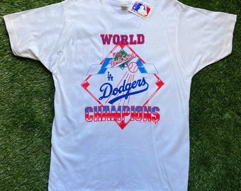 Vintage Los Angeles Dodgers 1988 World Series Champions MLB Screen Stars Made USA New With Tags 1980s 80s California Baseball Tee T Shirt