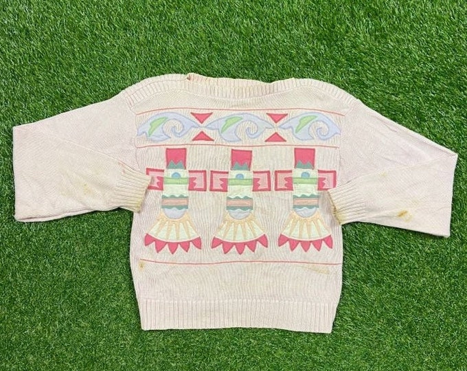Vintage Sally Von Werlhof Knitted Crewneck Sweater Pull Over Size Small S Quality 90s Comfortable Fit 1990s Original Fall Winter Warm Cozy