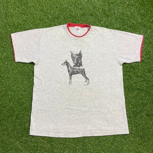 Vintage Dobermann Hund Portrait T Shirt Tee Amboss Made USA Size Xtra Large XL Welpe Hunderasse Snoop Doggy Dog 1990er Jahre 90er Jahre