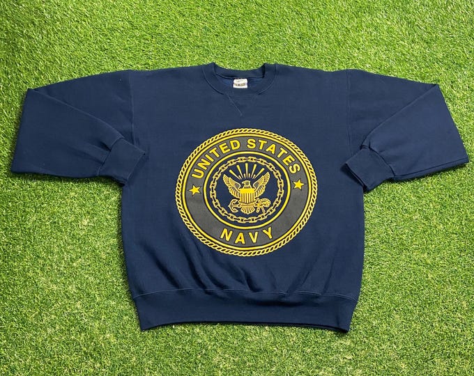 Vintage United States Navy Crewneck Sweatshirt Made USA Size Medium M Marines Army United States Military Veteran Sea Pull Over Oversized
