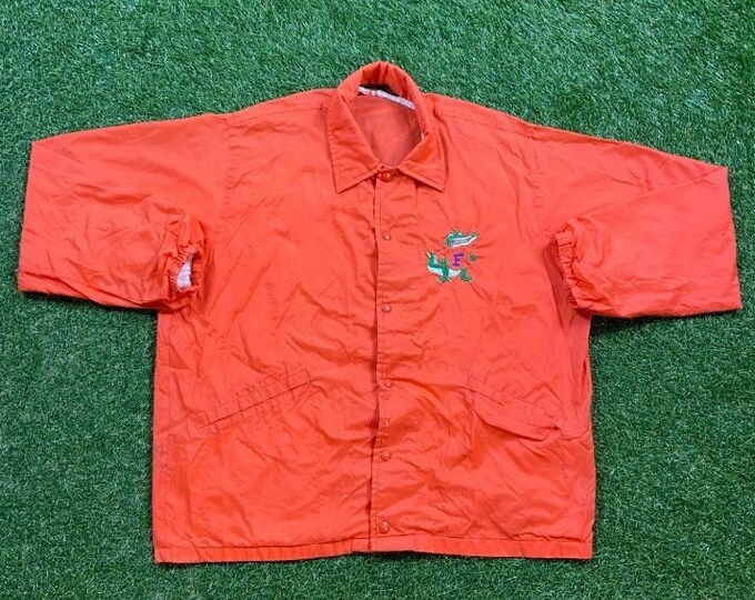 Vintage University of Florida Gators Windbreaker Jacket Size Large L UF NCAA College Football Gainesville Light Rain Coat 1980s 80s
