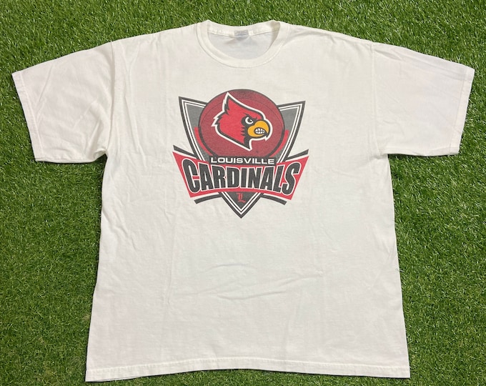 Vintage University of Louisville Cardinals T Shirt Tee Gildan Size Xtra Large XL Kentucky NCAA College Basketball 1990s 90s