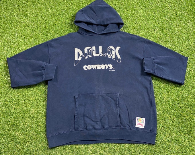 Vintage Dallas Cowboys Hoodie Sweatshirt Made USA Size Xtra Large XL Texas NFL Football 1990s 90s Pull Over Oversized